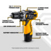 DEKO 12/16/20V MAX Furadeira Parafusadeira Eléctrico Sem fio À Bateria, 18 1 Regulação de Torque, 2-Velocidades, 3/8" Mandril Rápido Ferramenta Poderoso (DKCD Series) - Image 2