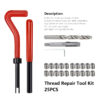 Kit de ferramentas de reparo de rosca xcan 25 pces m3/m4/m5/m6/m7/m8/m10/m12/14 para restaurar o kit de broca de torção de chave inglesa de rosca danificada - Image 2